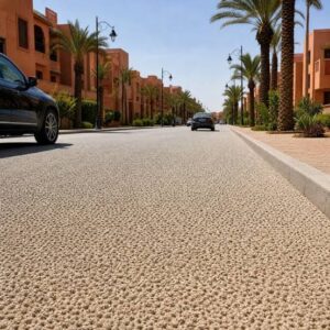 El pavimento permeable permite que el agua de lluvia se filtre al subsuelo y ayuda a disminuir las altas temperaturas urbanas, una estrategia de Marruecos para enfrentar los desafíos del cambio climático.