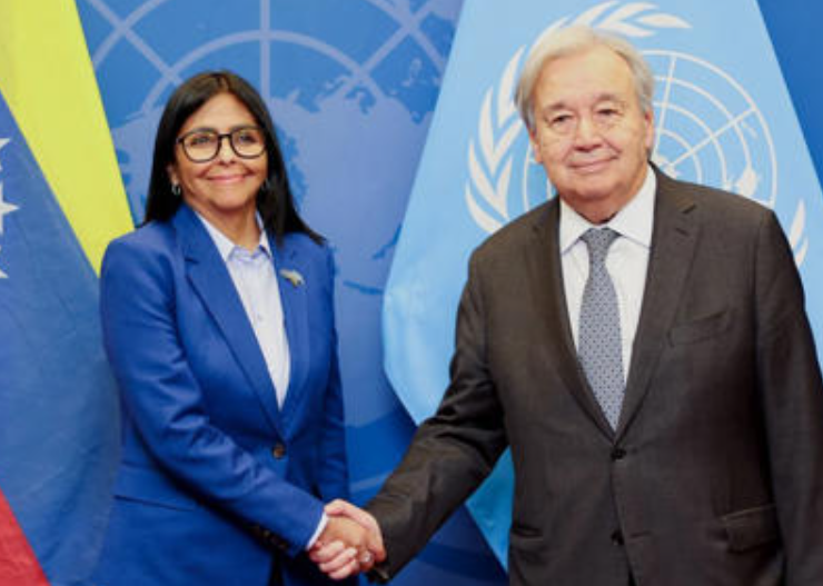 Guterres recibe a Delcy Rodríguez antes de reunión con Trump