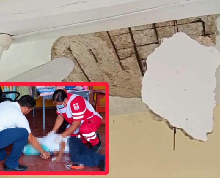 ¡Alerta! Cae parte del techo en primaria de Tizimín, 2 lesionados