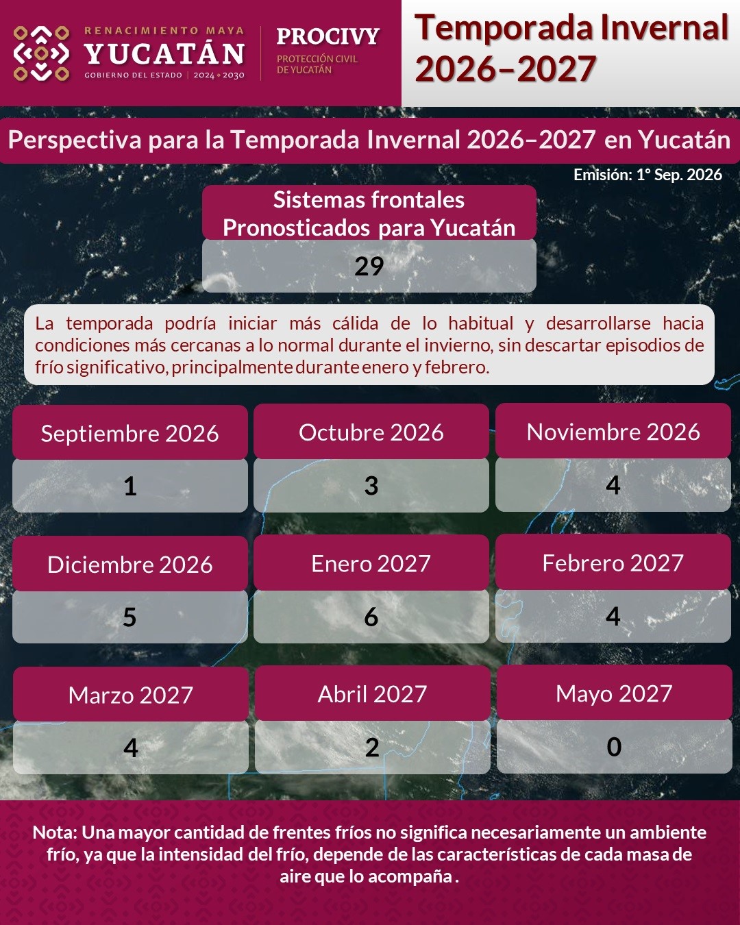¡Alerta en Yucatán! Prevén 29 sistemas frontales este invierno