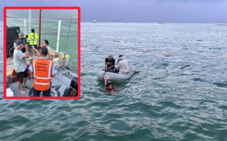 ¡Susto en Mahahual! Marina rescata a dos personas tras varamiento de embarcación