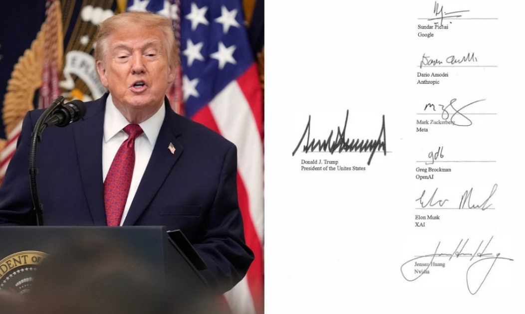 Trump comete error ortográfico en la firma de un decreto