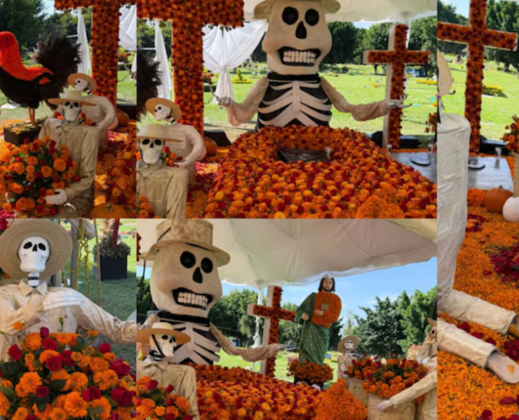 Decoración de Día de Muertos indigna por estar en la tumba del "Mencho"