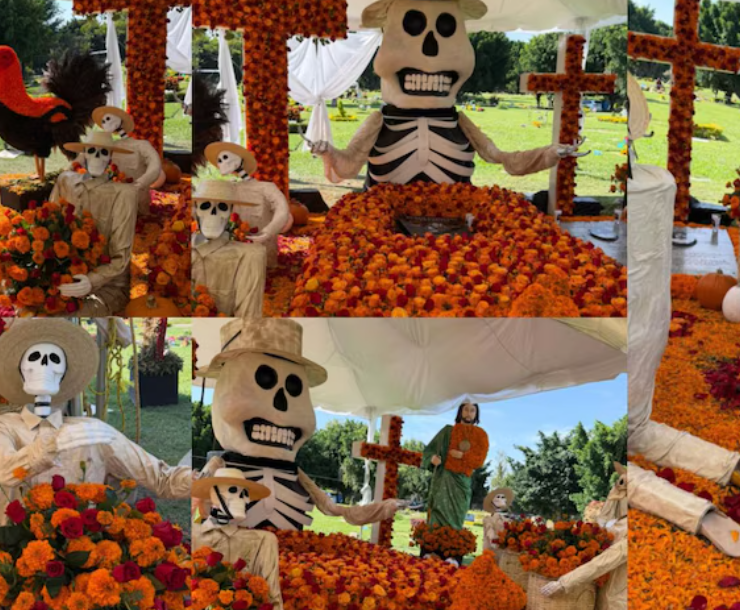 Decoración de Día de Muertos indigna por estar en la tumba del "Mencho"
