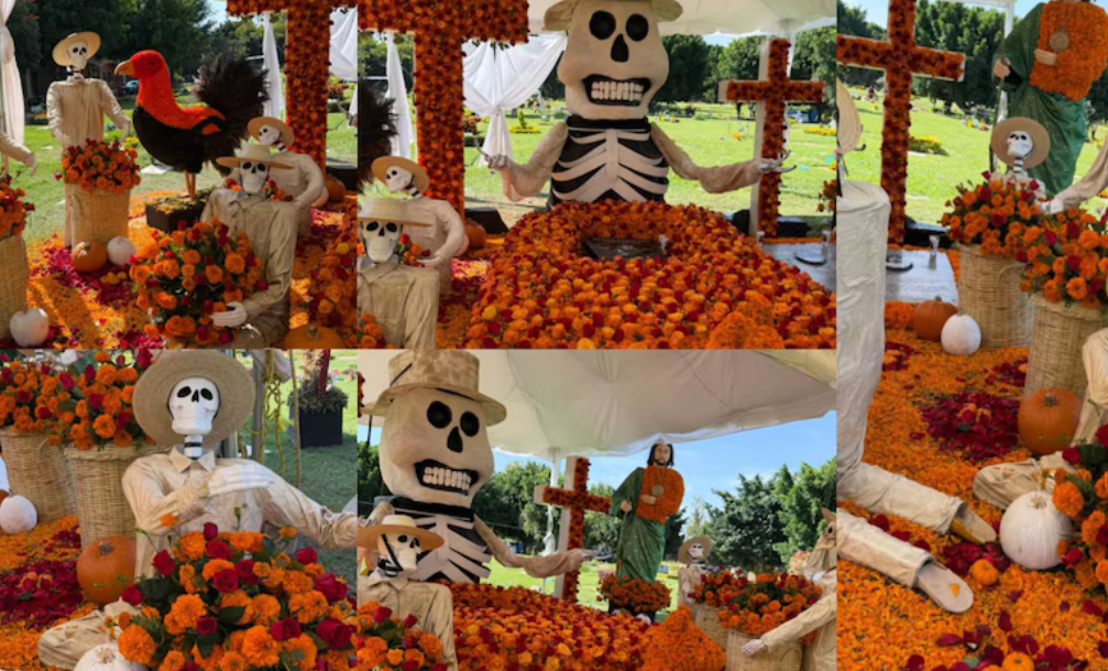 Decoración de Día de Muertos indigna por estar en la tumba del "Mencho"