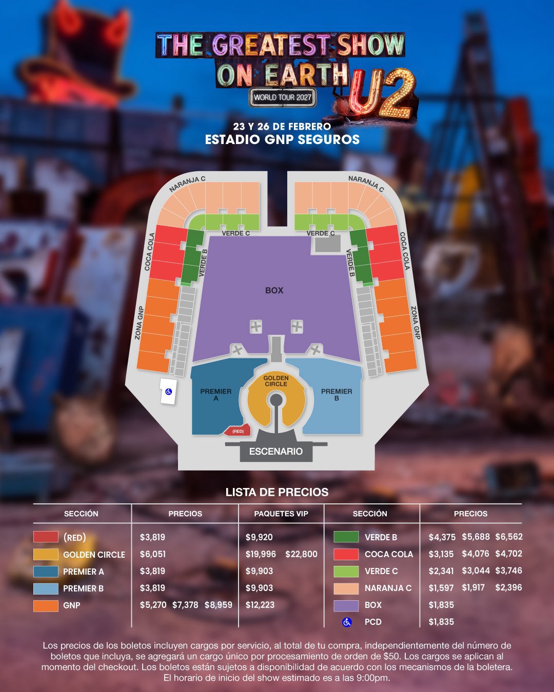 ¿Cuánto cuestan los paquetes VIP de U2?