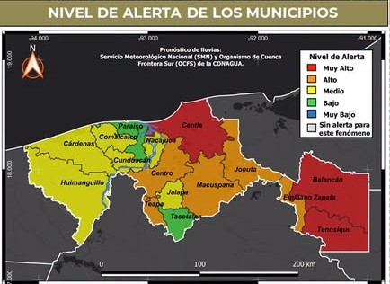 Mantienen alerta roja en Tabasco