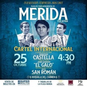 Cartel que reúne a una de las máximas figuras del escalafón y a dos jóvenes valores de la tauromaquia mexicana