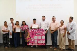En Pisté, la Secretaría de Salud destacó la importancia de la autoexploración, la mastografía y el acceso oportuno a la atención médica